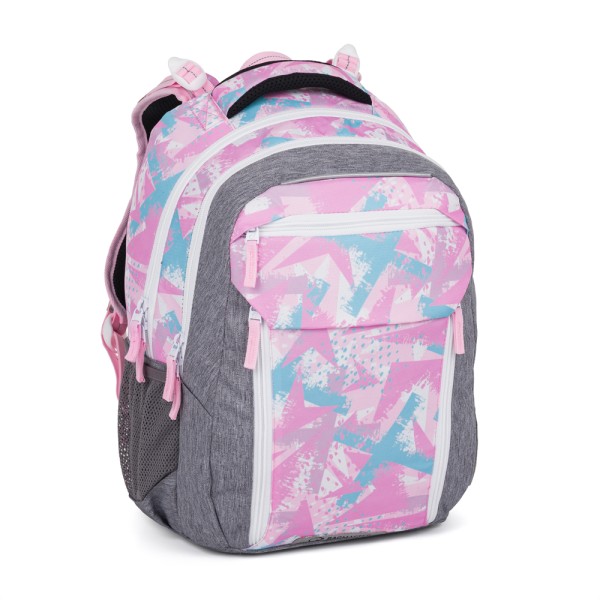 Iskolai kétkamrás hátizsák levehető derékpánttal – rózsaszín-kék